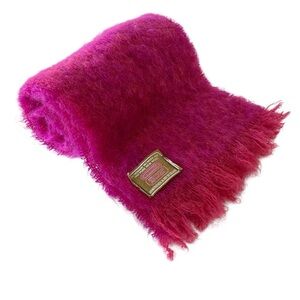 Mohair Wool Handwoven Bright Pink Scarf Hemmings at Donegal Design Ireland